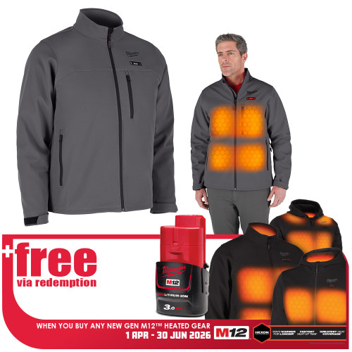 12V 2XL GREY TOUGHSHELL HEATED JACKET